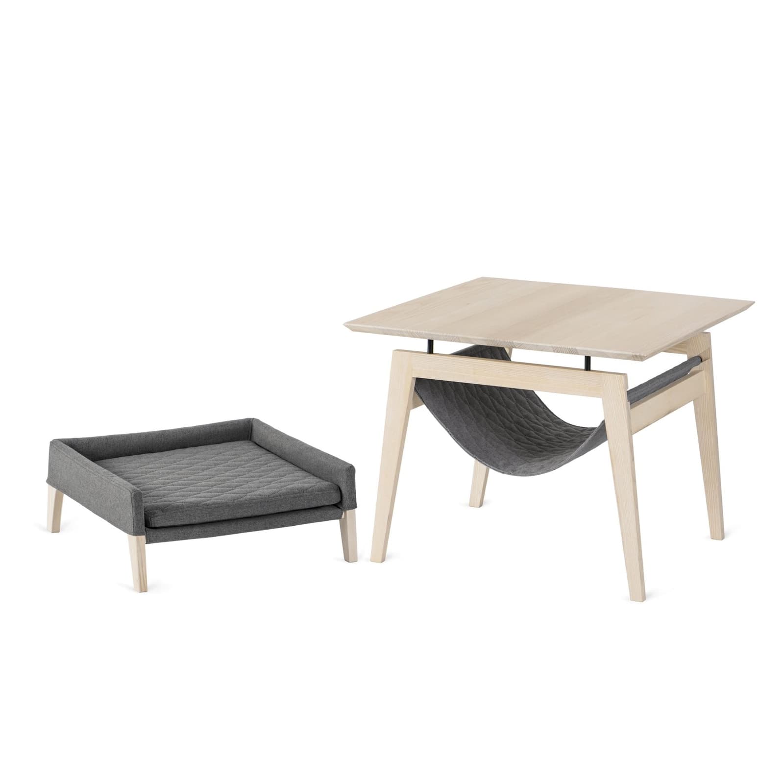Kikko Table & Lulu Bed for Cat - Light Grey
